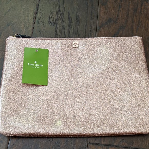 kate spade Handbags - Kate Spade Rose Gold Glitter Pouch Clutch